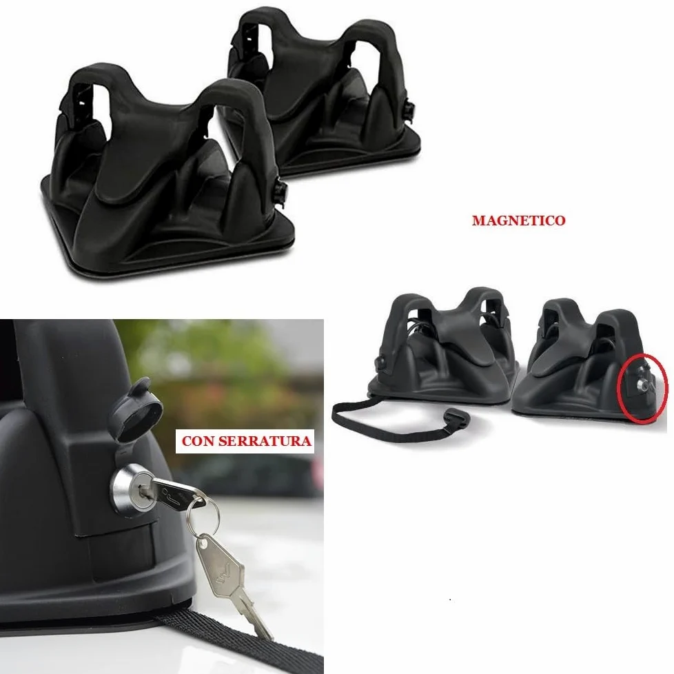 COMPATIBILE CON DACIA Logan MCV P dal 04 in poi 13 Raised PORTASCI MAGNETICO PER TETTO AUTO NON IN VETRO PORTA SCI CON CALAMITA PER 2 PAIA DI SCI OMOLOGATO NERO