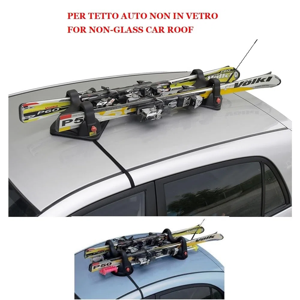 COMPATIBILE CON DACIA Logan MCV P dal 04 in poi 13 Raised PORTASCI MAGNETICO PER TETTO AUTO NON IN VETRO PORTA SCI CON CALAMITA PER 2 PAIA DI SCI OMOLOGATO NERO