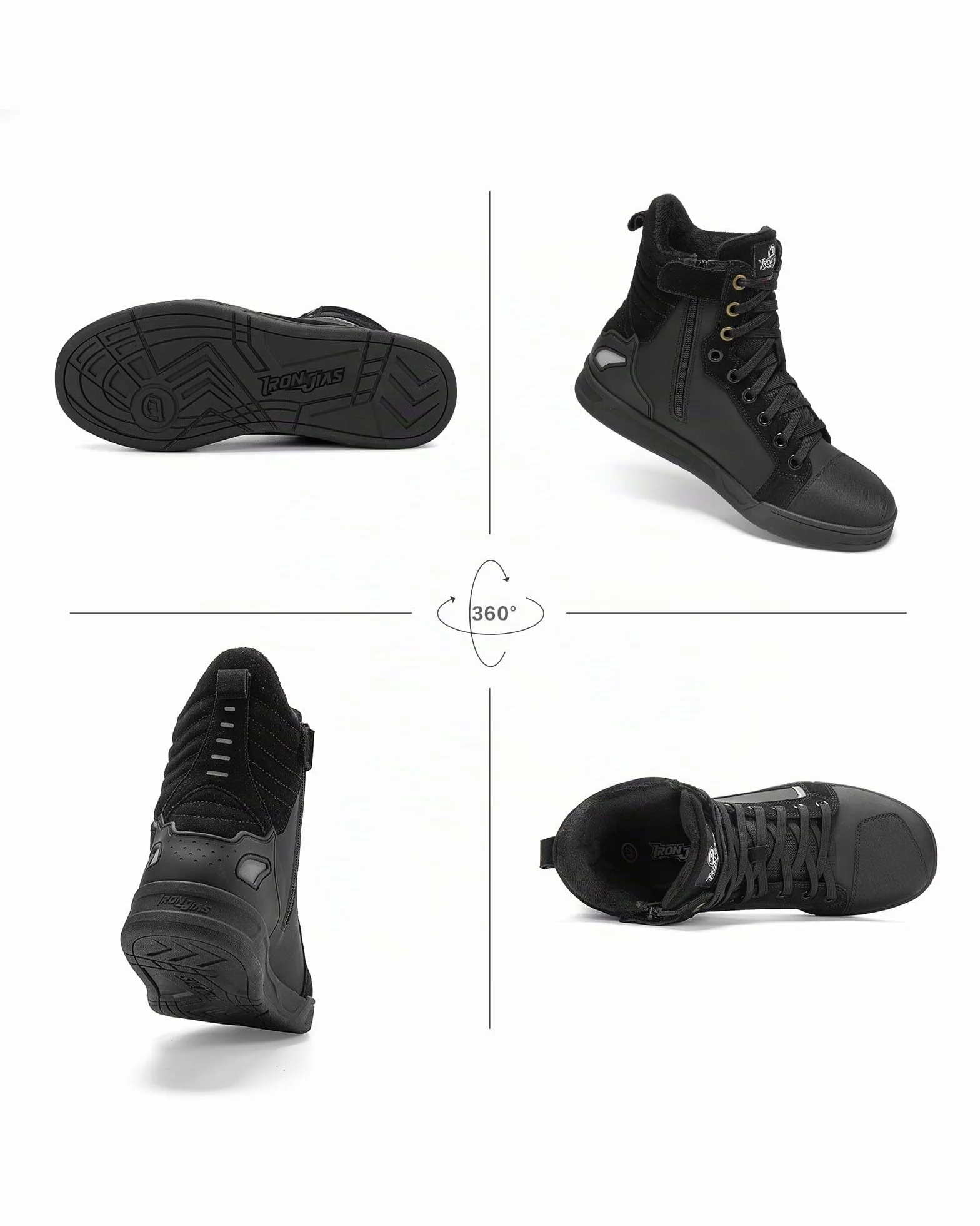 BORLENI Scarpe Moto Uomo Stivali Moto | Traspiranti Uomo Scarpe Motocross Casual Suola Antiscivolo Zip Laterale, Supporto alla Caviglia e Shift Pad
