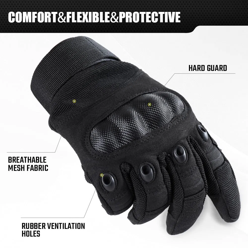 Guanti tattici da moto da uomo, touchscreen, guscio rigido e imbottitura sul palmo per airsoft, paintball, caccia, escursionismo, campeggio, arrampicata, sport, ciclismo