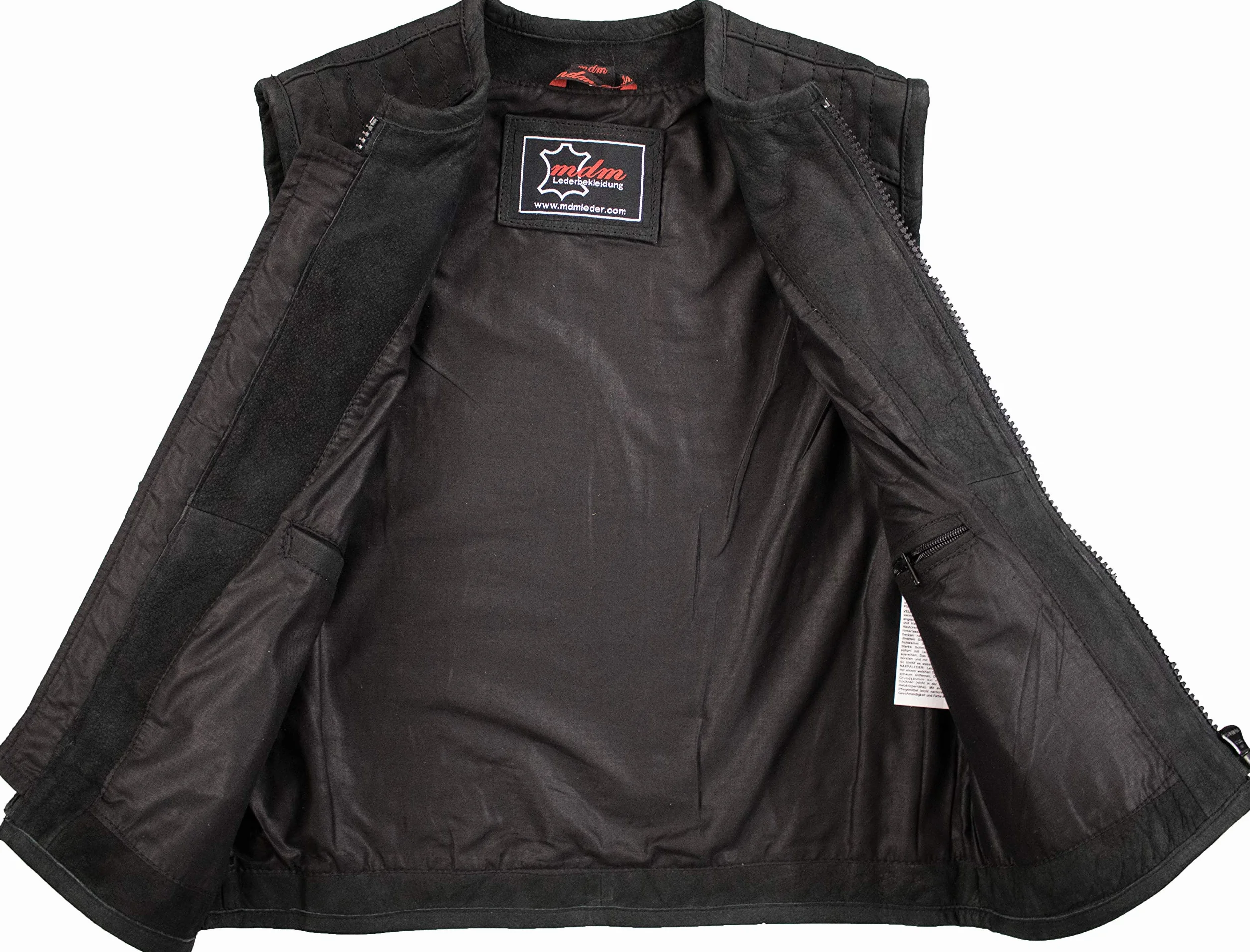 MDM Custom - Gilet in pelle per moto, colore nero opaco (2XL)