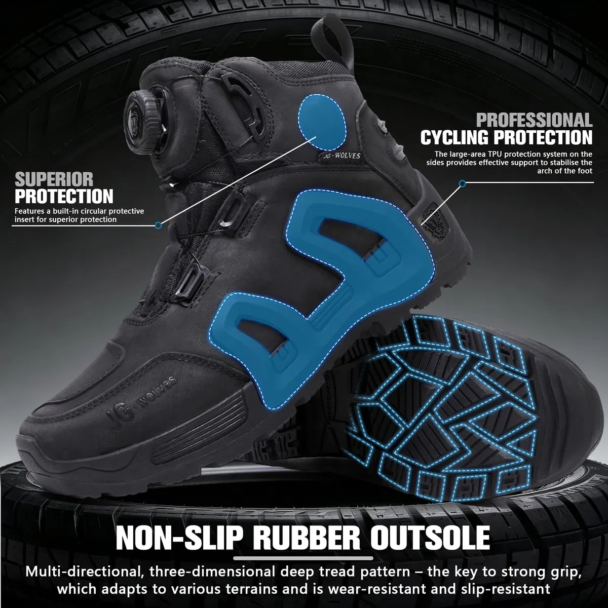 Scarpe da Moto da Uomo e Donna con Chiusura Rapida a Rotella | Protezione alla caviglia, rinforzo per il cambio, tallone rinforzato e suola in gomma antiscivolo per touring e tragitti
