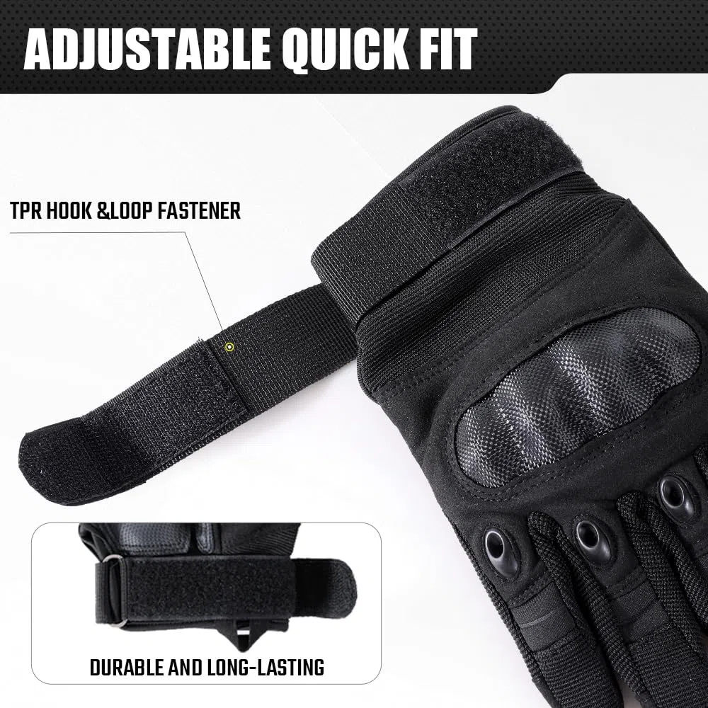 Guanti tattici da moto da uomo, touchscreen, guscio rigido e imbottitura sul palmo per airsoft, paintball, caccia, escursionismo, campeggio, arrampicata, sport, ciclismo