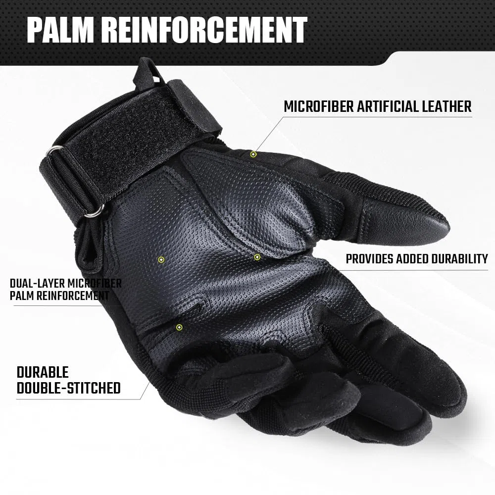 Guanti tattici da moto da uomo, touchscreen, guscio rigido e imbottitura sul palmo per airsoft, paintball, caccia, escursionismo, campeggio, arrampicata, sport, ciclismo