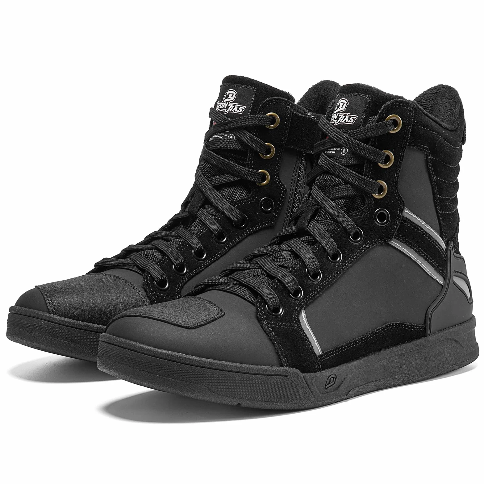 BORLENI Scarpe Moto Uomo Stivali Moto | Traspiranti Uomo Scarpe Motocross Casual Suola Antiscivolo Zip Laterale, Supporto alla Caviglia e Shift Pad