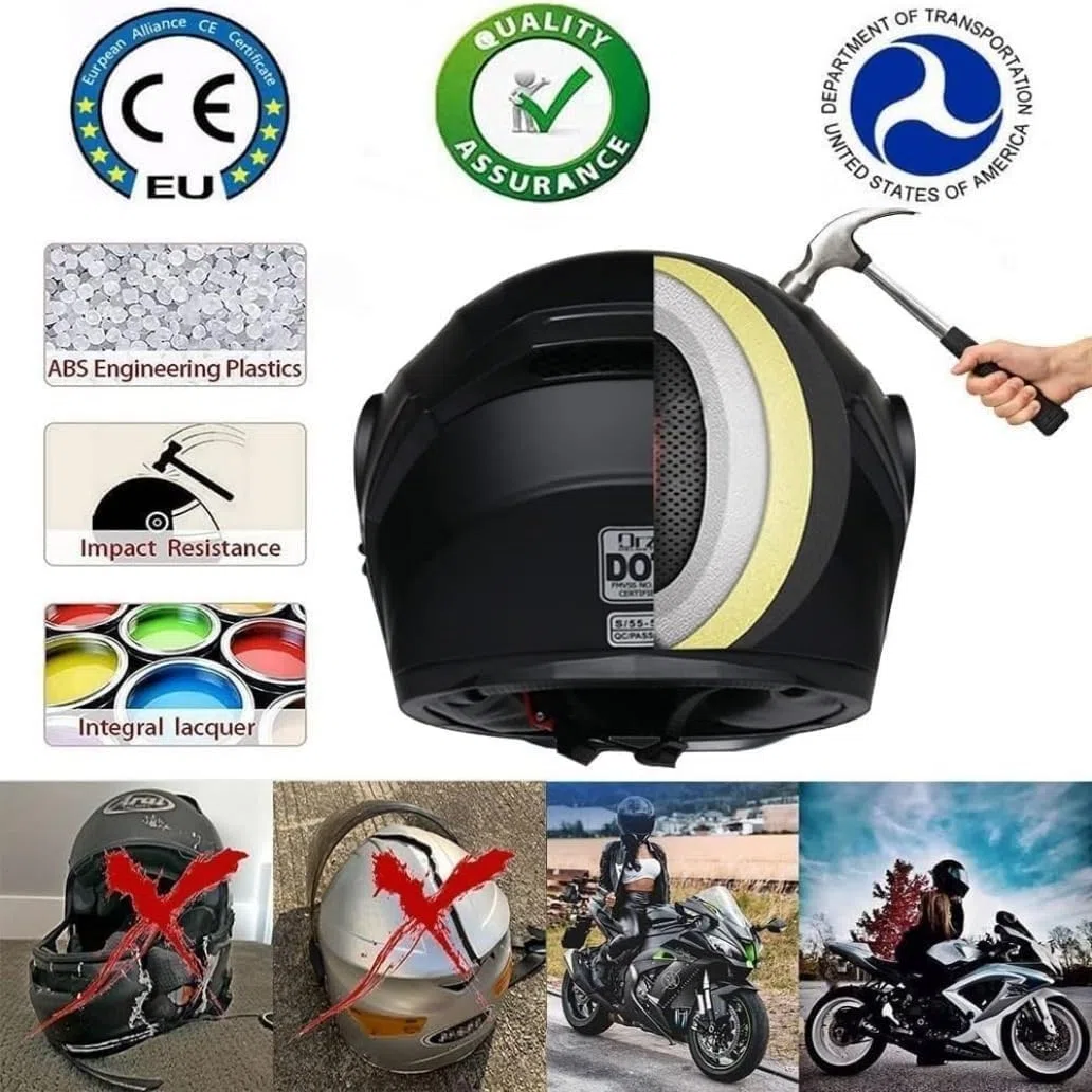 Casco Modulare Moto Certificato ECE, Bluetooth Integrato con Radio FM, Doppia Visiera Antiriflesso, Casco Integrale Apribile per Moto