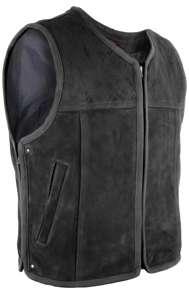 Gilet in pelle con motivo trapuntato, effetto diamante
