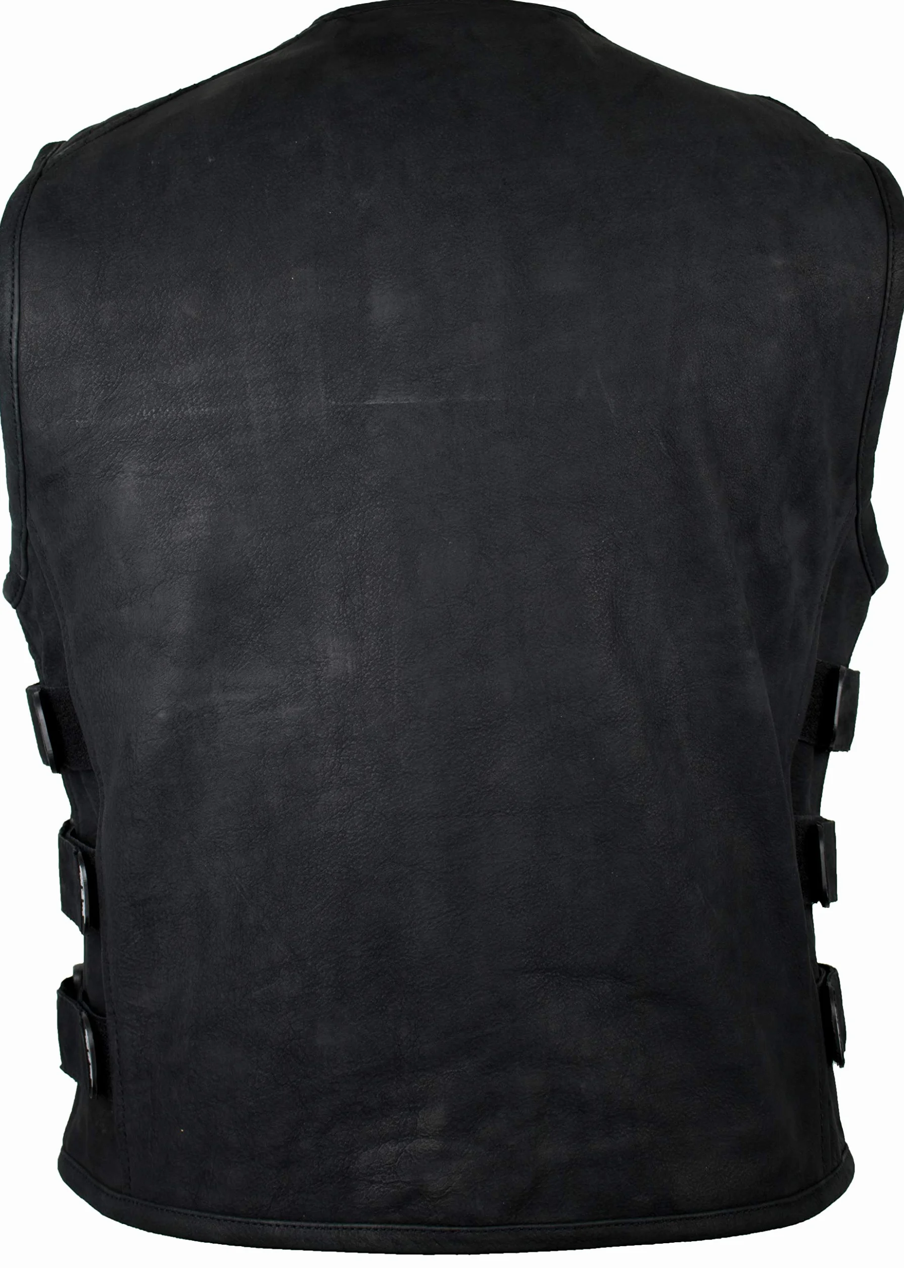 MDM Custom - Gilet in pelle per moto, colore nero opaco (2XL)