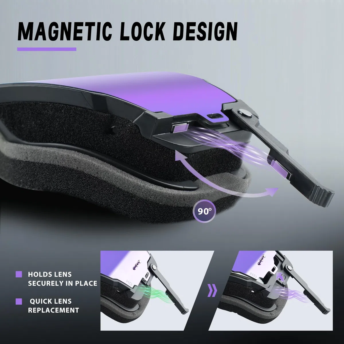 Lenti di ricambio magnetiche intercambiabili, design per occhiali AMX10, anti-appannamento, anti-UV e antigraffio
