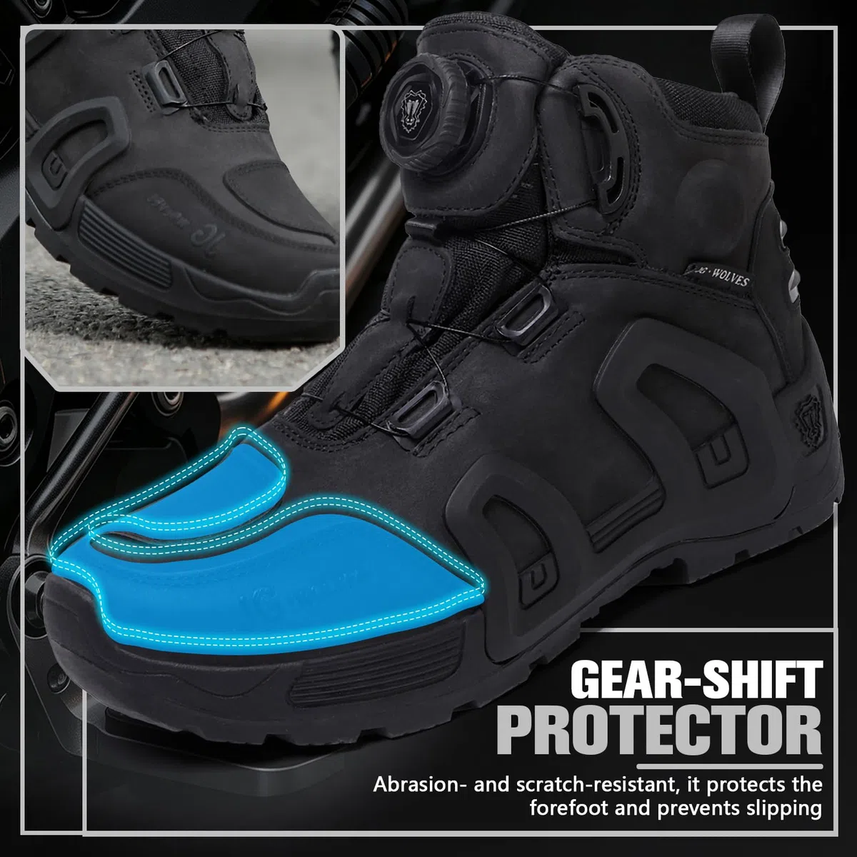 Scarpe da Moto da Uomo e Donna con Chiusura Rapida a Rotella | Protezione alla caviglia, rinforzo per il cambio, tallone rinforzato e suola in gomma antiscivolo per touring e tragitti