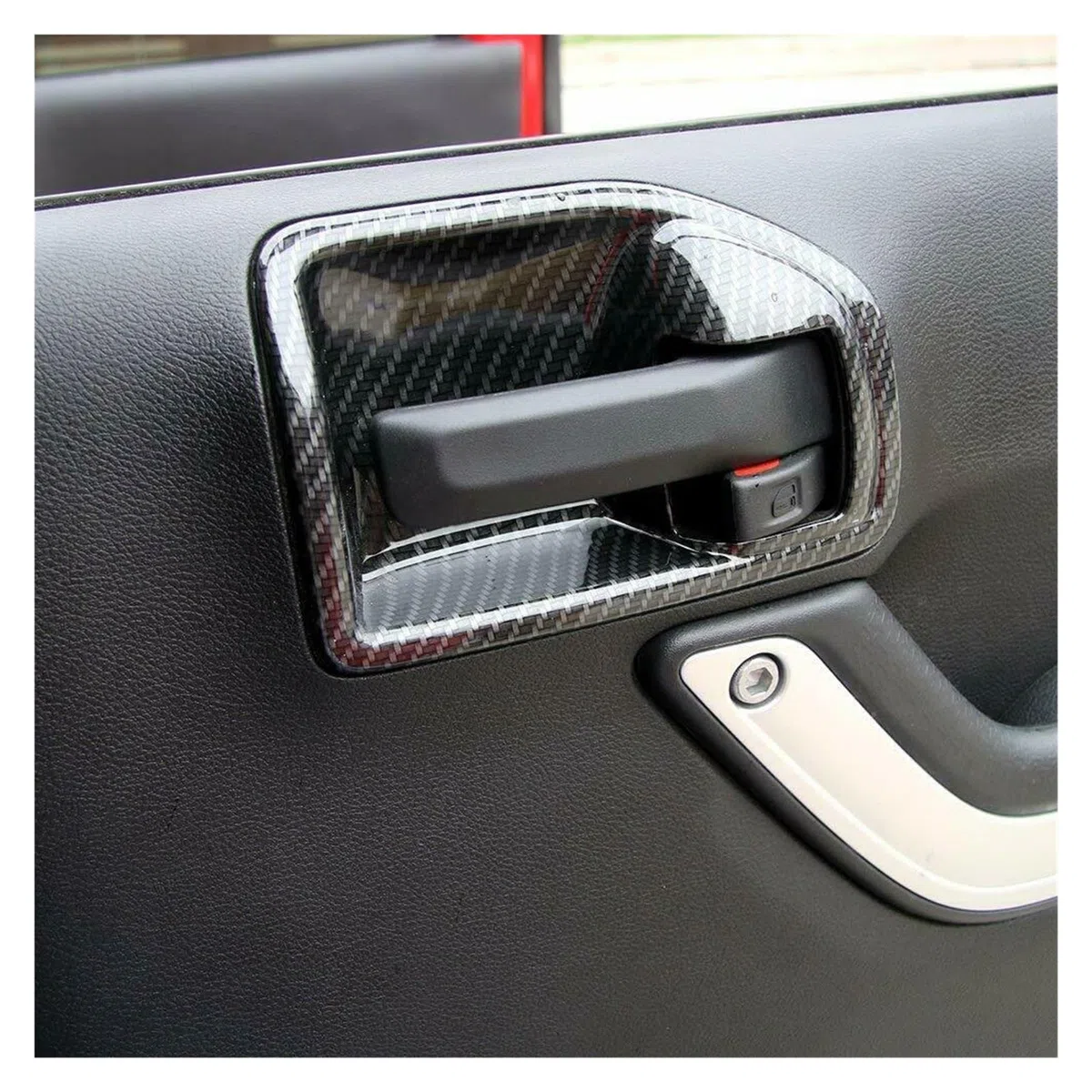 DEHIWI Maniglie interne per portiere 4 Pcs Stile In Fibra Di Carbonio Maniglia Interna Della Porta Coperchio Ciotola Trim Per Wrangler JK 2011 2012 2013 2014 2015 2016 2017